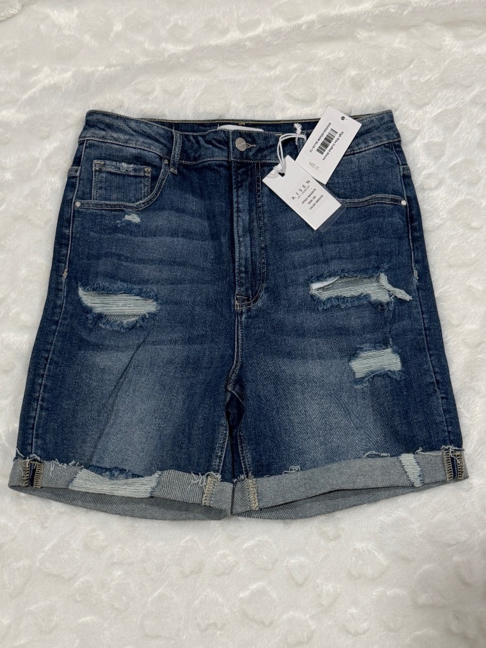 Risen Los Angeles mid-rise cuffed shorts, denim blue 1X NWT